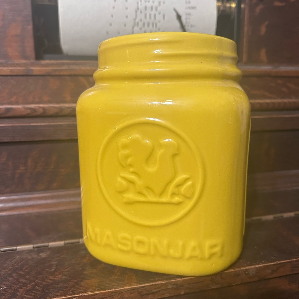 Yellow Mason Jar Ceramic Container